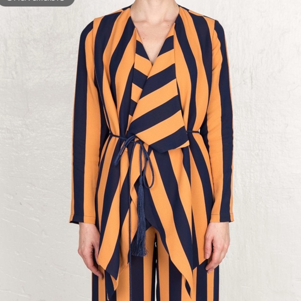 Rodebjer Navy/Tangerine Bia Wrap Jacket Large NWT